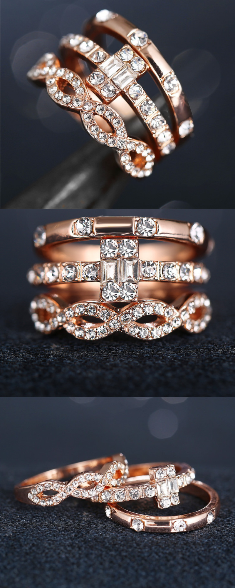 3Pcs/Set Engagement Rings