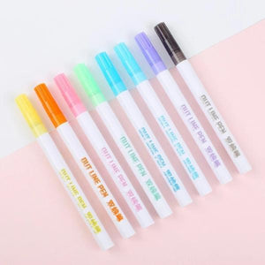 Double Line Outline Pens - 8 Piece Set