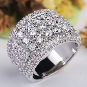 Big Silver CZ Zircon Stone Ring