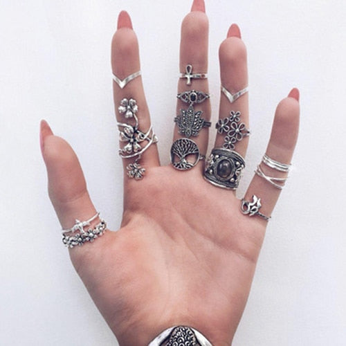 Chunky Boho Midi Ring Sets