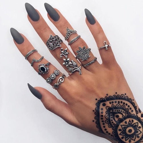 Chunky Boho Midi Ring Sets