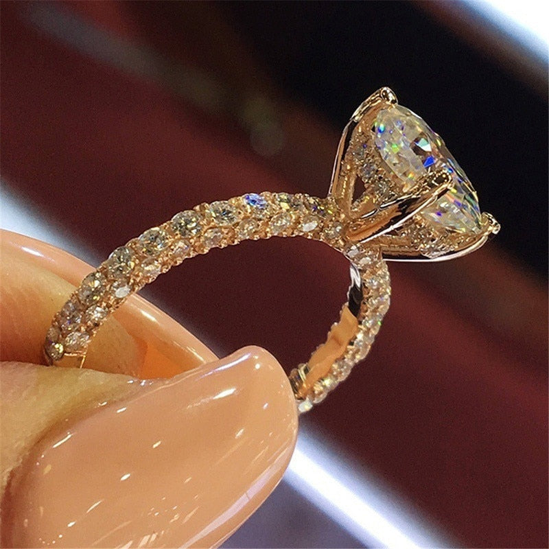 Rose Gold Color 2cts AAA Zircon Engagement Ring