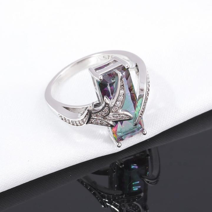 Mystic Topaz Silver Plated Ring