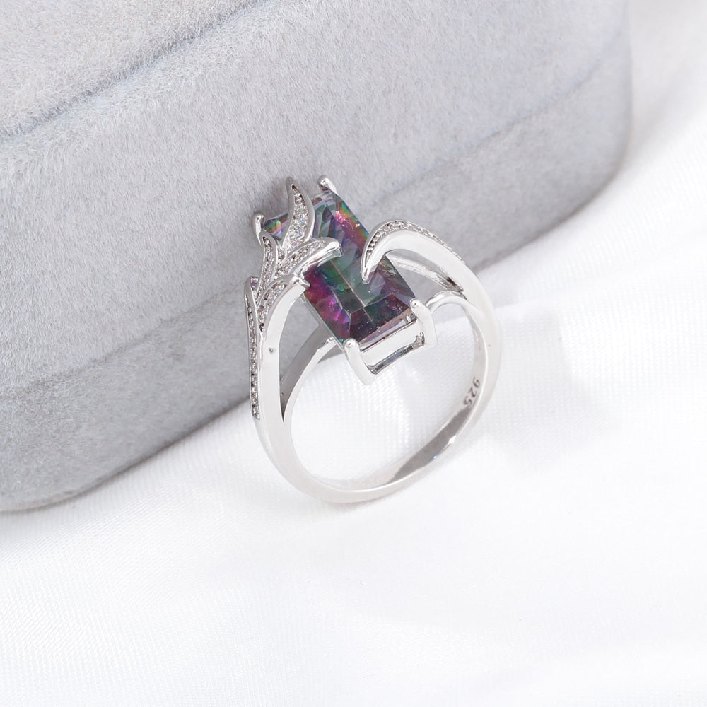 Mystic Topaz Silver Plated Ring