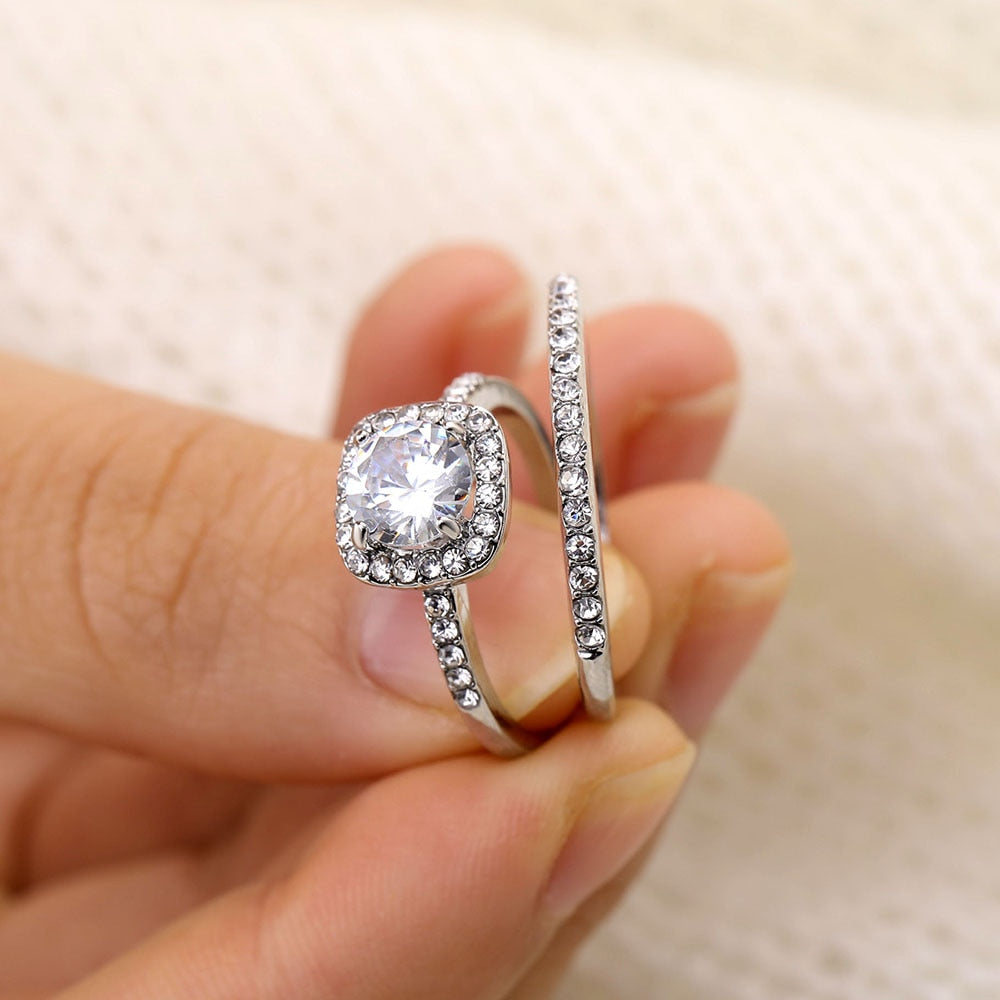 Silver Filled Wedding Ring Set