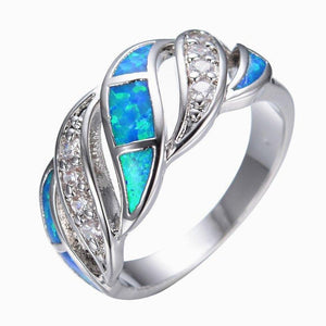 Blue Sapphire Crystal Opal Ring