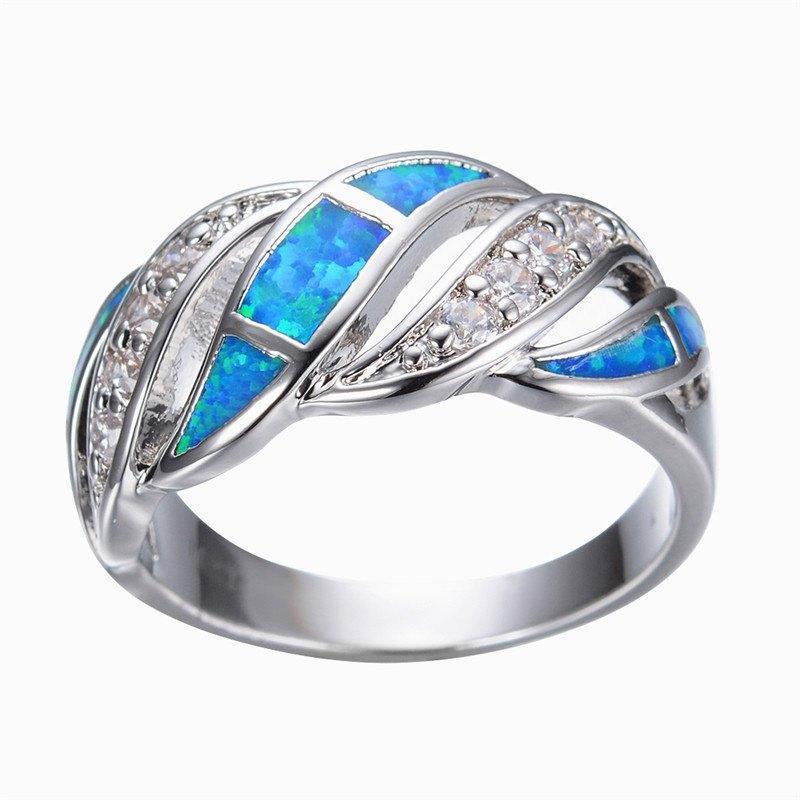 Blue Sapphire Crystal Opal Ring